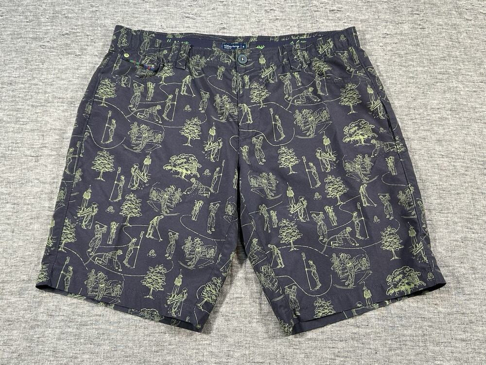 William Murray Shorts Mens 36 10" Navy Blue Straight Fit Stretch Golf Course